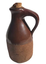 Antq Primitive 1800s Glazed Stoneware Pottery Whiskey Rum Crock Jug Pitcher 12”