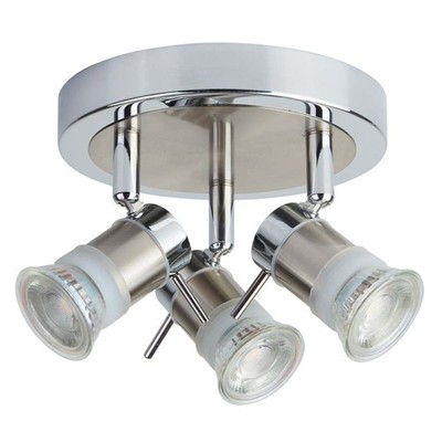 5W Aries (Gu10 Led) Ip44 3Flammige Runde Chrom Strahlerplatte Big.Light