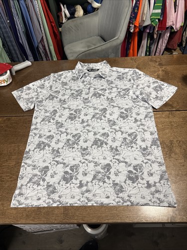 Travis Mathew Private Deck Polo Men’s Large Heather Light Grey Performance