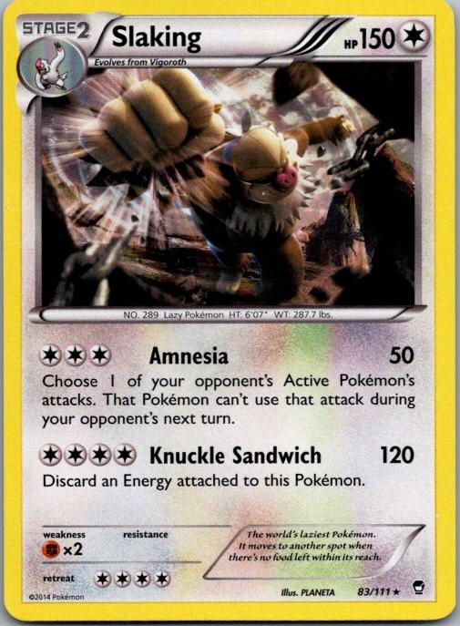 Slaking 83/111 Holo Rare Furious Fists Pokemon Lightly Played
