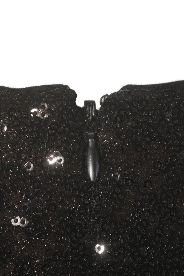 Blusa Top Bailey 44 Mujer Negra Lentejuelas Cremallera Espalda Cuello Redondo Manga Corta Talla L Foto 4 de 4