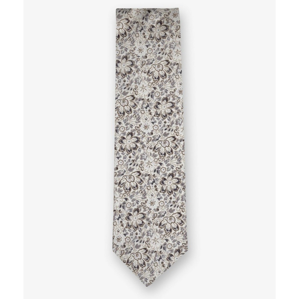 Ploenes Real Guys Men's Silk Tie Gray Beige Floral 6340K008XM 008