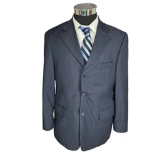 Bill Blass Platinum Blazer Mens 39R Blue Sports Coat 3 Buttons Worsted Wool