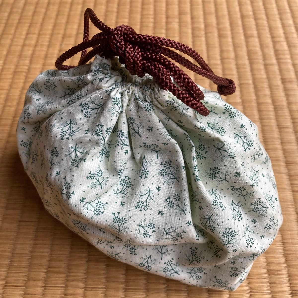 drawstring bag, small flower pattern, Japanese ac… - image 2