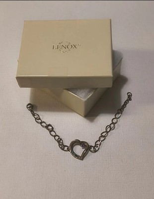 Vintage Lenox Love Heart Oval Link Sterling Silver 925 Multi-Gemstone Bracelet