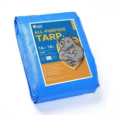 GUARD SHIELD Blue Tarp Waterproof 14x14 Feet Medium Duty All Purpose Poly Tarps