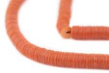 Translucent Orange Vinyl Phono Record Beads 8mm Ghana African Disk Handmade