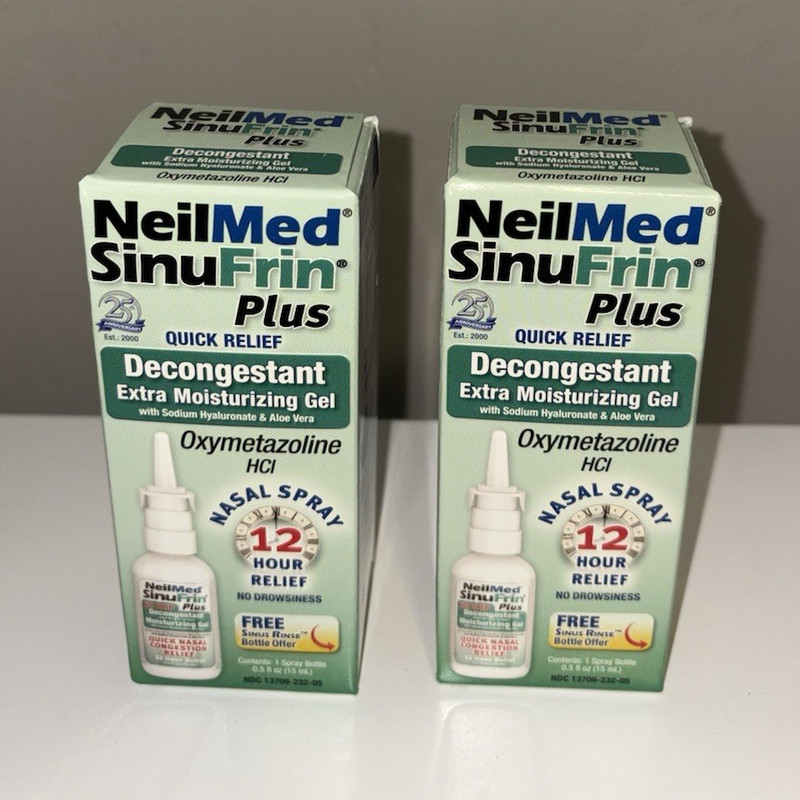 NeilMed SinuFrin Plus 12 Hour Extra Moisturizing Gel Nasal Spray 1 fl oz 2 PK