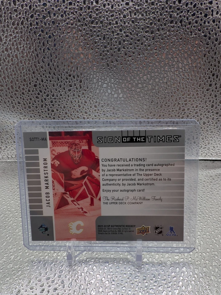 2021-22 SP Authentic '01-02 Retro Sign of the Times #SOTT1MA Jacob Markstrom F - Image 2 of 2