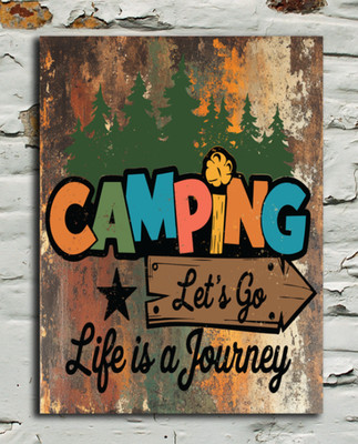 Camping Lets go Vintage Look Retro Style Blechschild Plakette Bar Garage