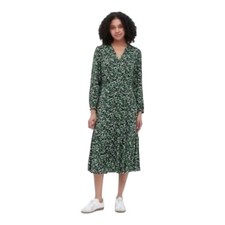 Uniqlo Green Floral Long Sleeve Button Up Dress Large