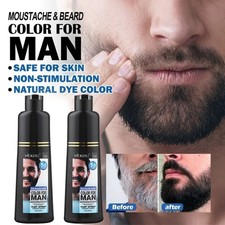 2x 200ml Natural Permanent Beard Dye Shampoo Instant Hair Color Cover Coloring