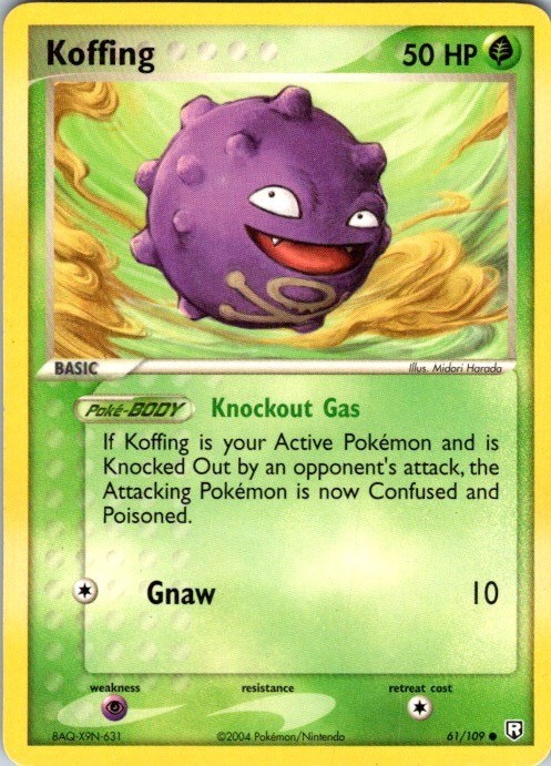 Koffing 61/109 Common Team Rocket Returns Pokemon Damaged