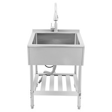 Stainless Steel Sink Wash Utility Sink with Storage Shelf with Pull-out Faucet