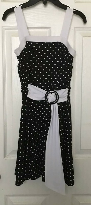 My Michelle Girls 12 Dress Black & White Polka Dot Summer