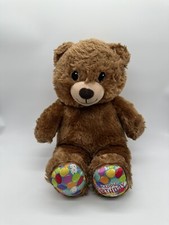 Build A Bear HAPPY BIRTHDAY Brown Teddy Bear 15" Plush W/Balloons on Feet