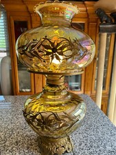 Vintage Citrine Hurricane Gone with the Wind  Lamp
