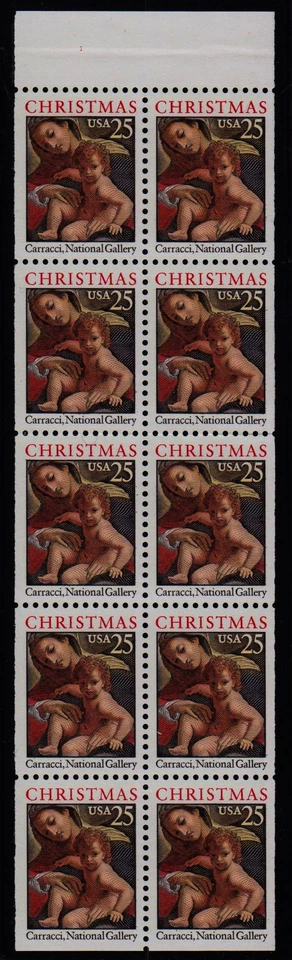 1989 BK167 Christmas Madonn (2 panes Sc 2427a) mint booklet plate number 1 - Image 2 of 2