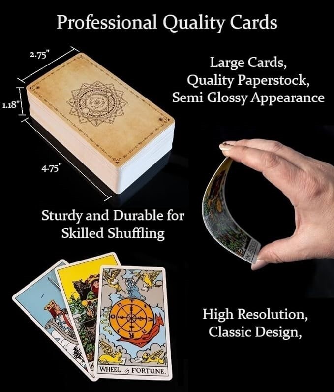 1910 Vintage Classic Tarot Standard 78 Cards Gold Tin with Double