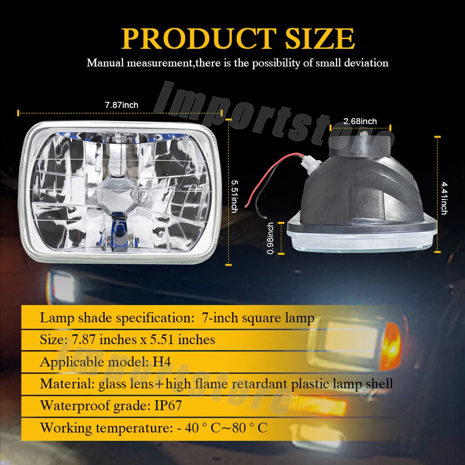 set of 2 7x6 5x7 led Headlights FIT Toyota Pickup 82-95 Tacoma 4Runner 1984-1991 - Image 3 of 4