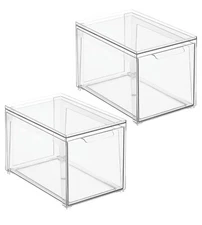 Plastic Stackable Bathroom Storage with Pull Out Bin 2 Pack - Clear (781)
