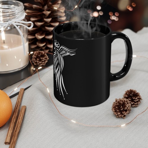 Phoenix Black Becher 11oz, magische mystische Kaffeetasse, skurrile schwarze Teetasse - Bild 5 von 7