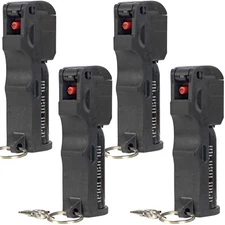 4-Pack BURN Pepper Spray 1/2oz Self Defense Security Keychain Flip Top Black