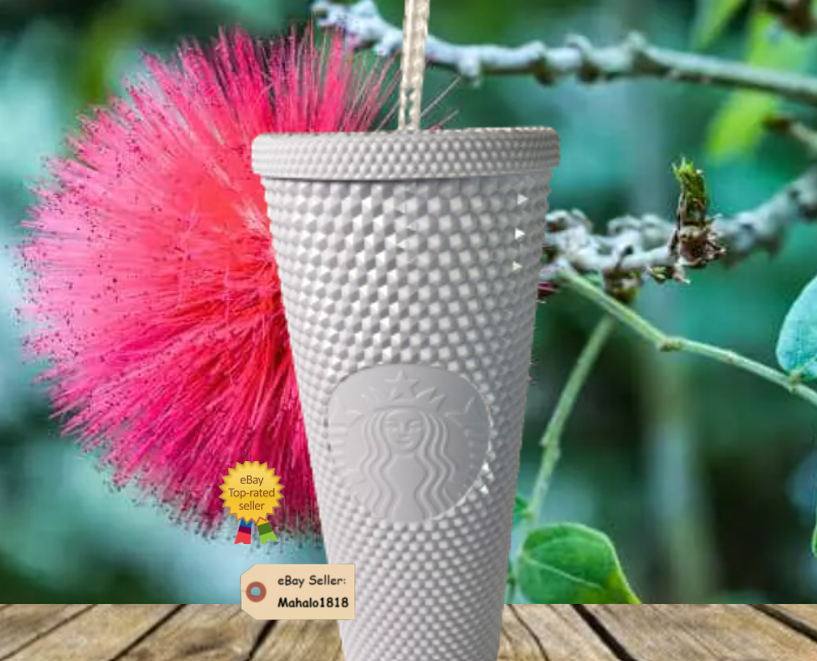 STARBUCKS SPRING 2024 WHITE STUDDED BLING VENTI 24oz TUMBLER NEW