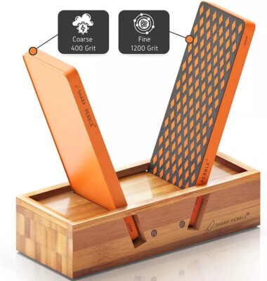 Sharp Pebble Knife Sharpener Kit Whetstone Diamond Stone Angle Slot