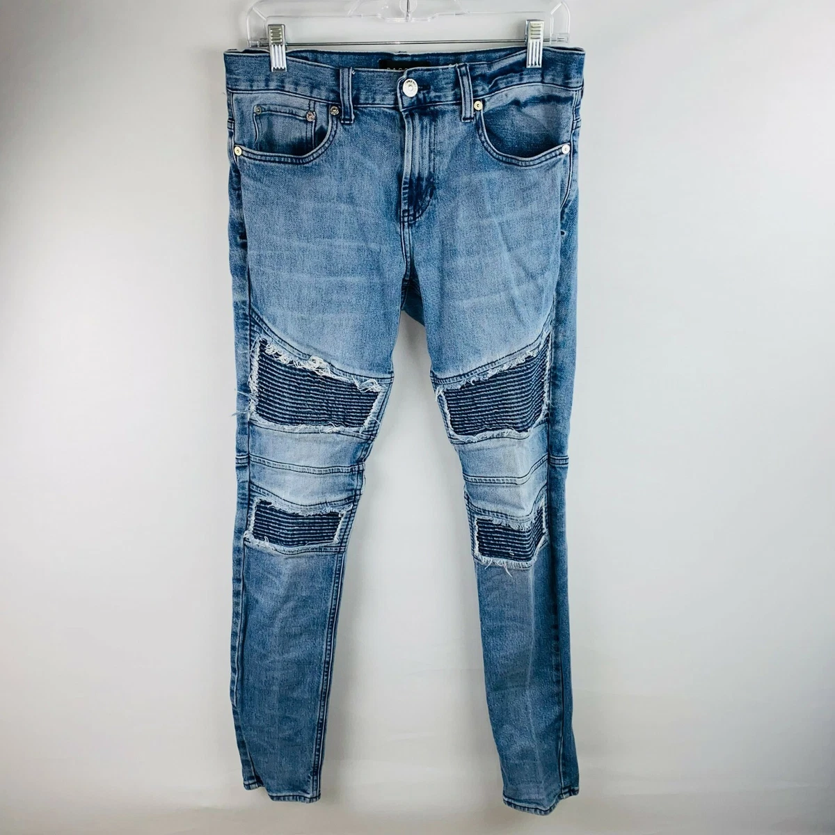 PacSun Mens 30 X 32 Comfort Stretch Stacked Faux Patch Skinny Jeans