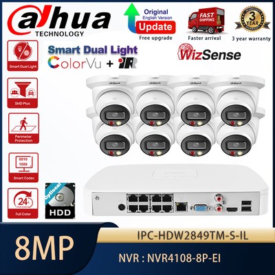 alhua 8CH 4K 8MP Full Color+IR Dual light Wizsense IP Camera Security System Lot