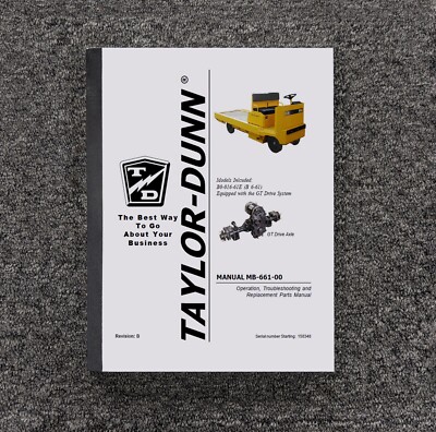 Taylor Dunn B0-016-61E Cart Owner Operator Parts Catalog Manual SN 158348 & Up