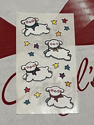 Frances Meyers Stickers jumping sheep little Baby Lambs White stars Vintage 10x
