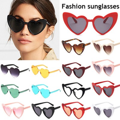 2pcs Womens Love Heart Sunglasses Beach Casual Fashion Retro