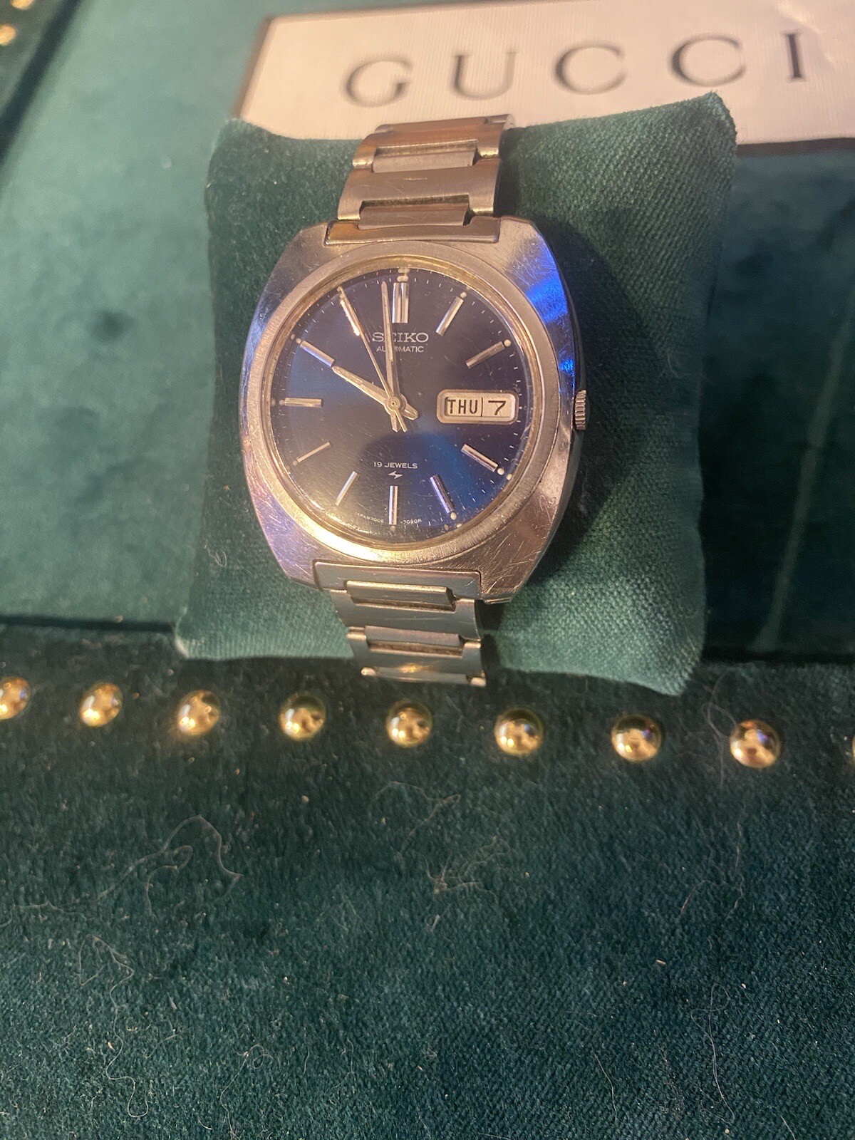 1970 Japan Made Vintage Gents Seiko 7006-7090r Blue Dial Automatic Fresh Service image 3