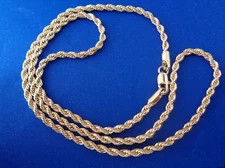 Rope Chain 20 inch 1mm 24k Yellow Gold Plated Necklace Lifetime Replacement