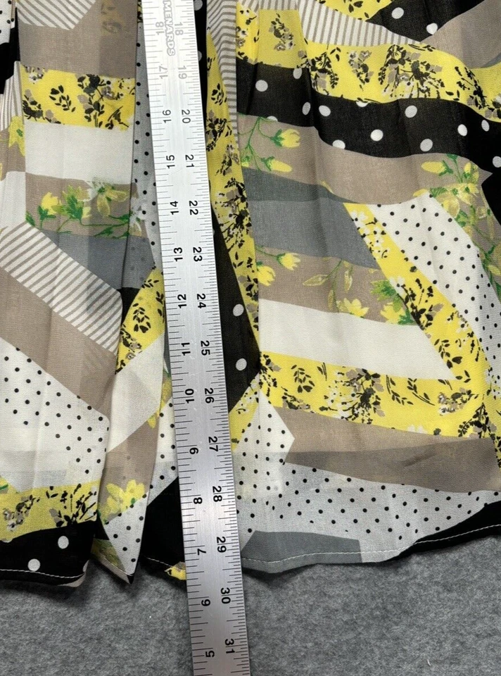 Falda para mujer Calvin Klein amarilla plisada forrada transparente talla 14 34"x29" Foto 4 de 4