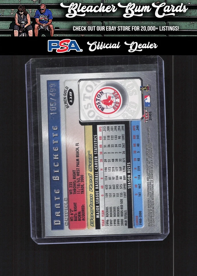 2001 Fleer Futures 118 Dante Bichette Black Gold #/499 - Image 2 of 2