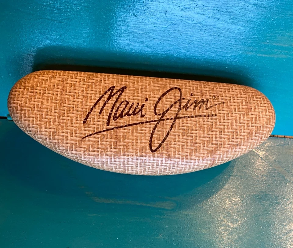 Estuche para gafas de sol Maui Jim solo imitación bambú cesta tejido cubierta dura Foto 2 de 4