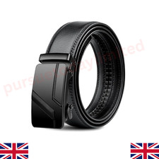 Men's Leather Ratchet Belt for Men with Slide Buckle Trim to Fit width 3.5cm