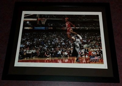 DEATH NYC ltd signed FRAMED art print 45x32cm NBA dunk contest Queen Elizabeth