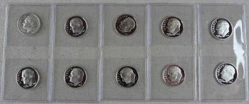2000-2009 Roosevelt Dime Silver Proof 10 Coin Set US Mint 10C Coins