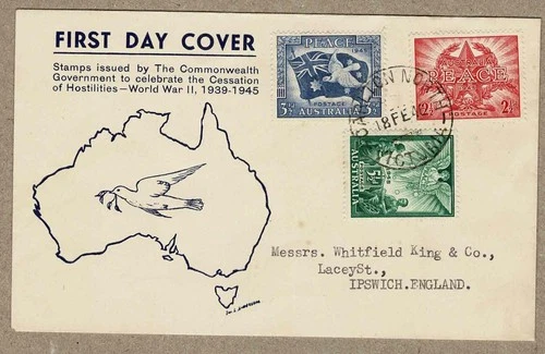 Australia 1946 Miller Bros Victory Peace FDC Cover cd Carlton North
