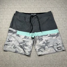Pelagic Board Shorts Men's 38 Gray Camo Lightweight Unlined High Performance