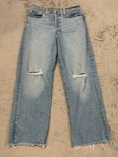 Levis Jeans Womens 28x27 Ribcage Straight Ankle Blue Denim Med Wash Button Fly