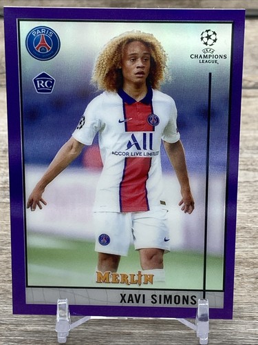 Xavi Simons [Purple Refractor] #87 2020 Topps Merlin Chrome UEFA Champions League card
