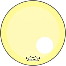 Remo Powerstroke P3 Colortone Yellow Resonant Bass Drum Head 5" Offset Hole 20"