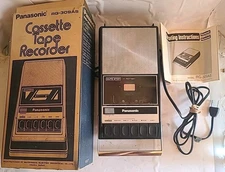 Vintage Panasonic Portable Cassette Tape Recorder RQ-309AS w/ Box Power Cord