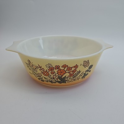 Pyrex Butterfly Auflaufform Blumenmuster selten 1983 9 Zoll England ohne Deckel