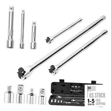10 Piece Breaker Bar Set, 3/8" , 1/2" and 1/4" Drive, 180  Rotatable Head,